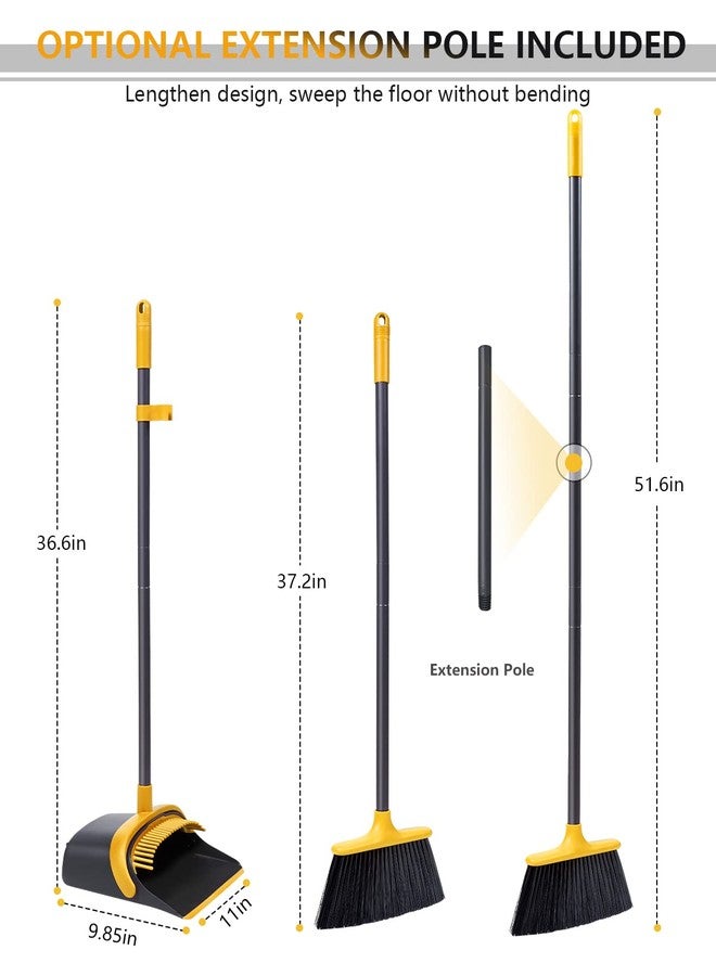YANXUS Broom And Dustpan Set Dustpan And Broom With Long Handle Upright Stand Up Dustpan Broom Combo For Lobby Office Home Room Kitchen Floor Use Pack Of 1 (stainless_steel rubber, hard_floor) - Image 3